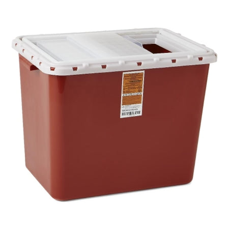 Sharps Container Medline Red Base 12-1/2 X 18 X 14-1/2 Inch Horizontal / Vertical Entry 10 Gallon