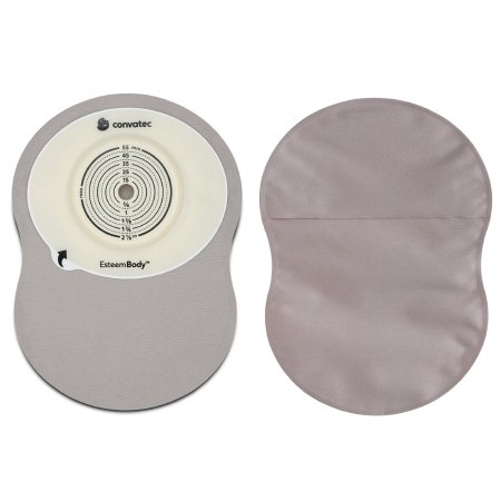 Ostomy Pouch Esteem Body One-Piece System 9 Inch Length Deep Convex, Trim To Fit 10 to 55 mm Stoma Closed End