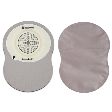 Ostomy Pouch Esteem Body One-Piece System 9 Inch Length Deep Convex, Trim To Fit 10 to 45 mm Stoma Closed End