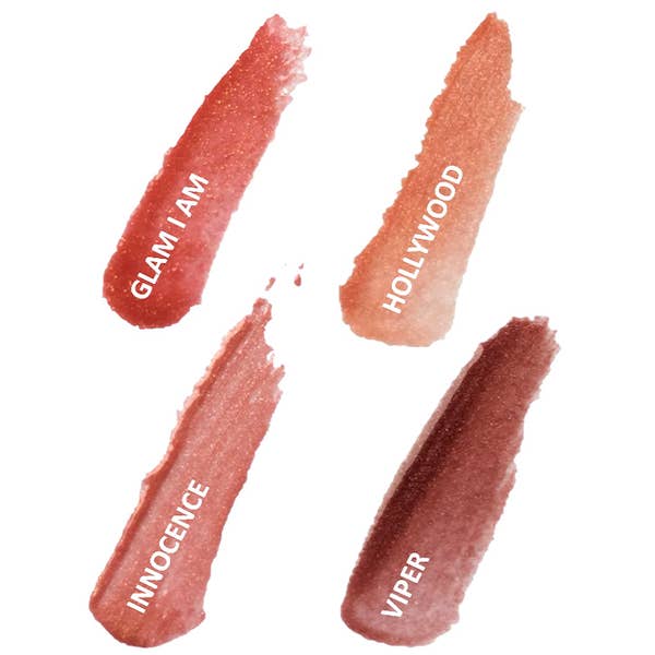 Luscious Lip Gloss Trio Certified Gluten-Free, Vegan, and Cruelty-Free Beauty in Innocence, Hollywood, and Glam I Am Shades