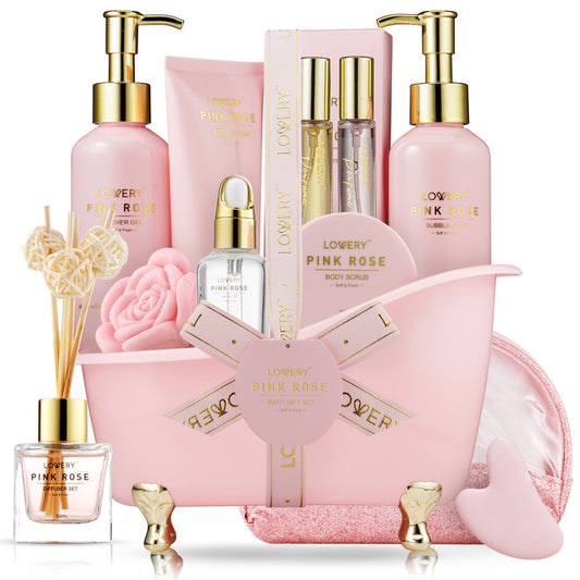 Luxe Pink Rose Bath and Body Set 18Pc Spa Kit for Ultimate Pampering