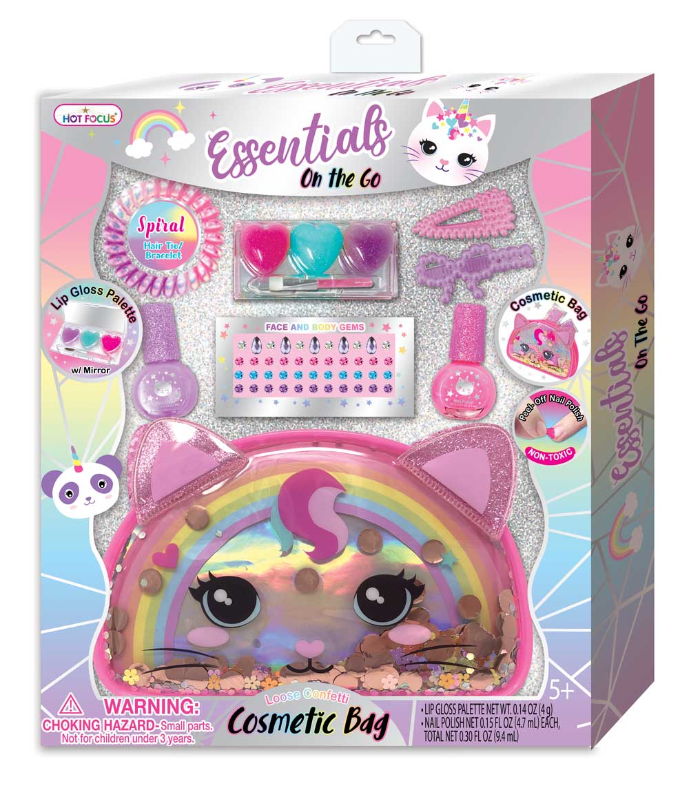 Essentials On-the-Go Enchanting Girl Cosmetic Set with Confetti Cosmetic Bag - Sparkle and Glam