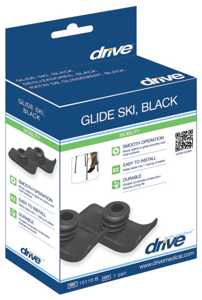 Upgrade Your Walker with Glide Ski Black – Enhanced Mobility for 1" Folding Walkers