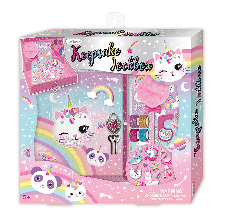 Keepsake Lockbox Kit for Kids Decorate Your Own Heart-Shaped Treasure Chest with Glitter Tape and Stickers