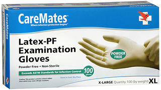CareMates Powder-Free Latex Examination Gloves X-Large Size (Box of 100) Consistent Fit, Flexible, and Resilient for Infection Control