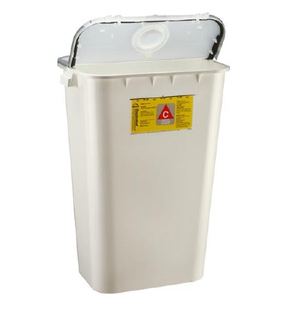 Chemotherapy Waste Container Bemis„¢ Sentinel White Base 22-1/2 H X 11-4/5 W X 16-1/2 L Inch Horizontal / Vertical Entry 11 Gallon
