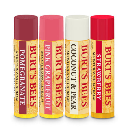 Burt's Bees Beeswax Bounty Fruit Mix Holiday Gift Set - 100% Natural Lip Balms in Strawberry, Pink Grapefruit, Coconut & Pear, Pomegranate Flavors