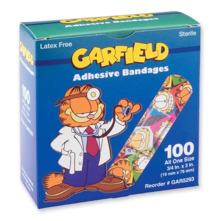 Adhesive Strip ASO 3/4 X 3 Inch Plastic Rectangle Kid Design (Garfield) Sterile