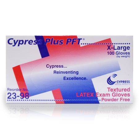 Cypress Plus PFT Latex Powder-Free Textured Exam Gloves