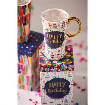 Birthday Confetti Bliss 17oz Ceramic Travel Cup with Gift Box