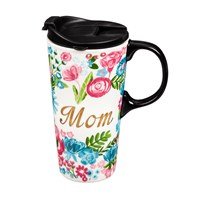 Ceramic Travel Cup w/ metallic accents, 17 OZ w/Box, Mom