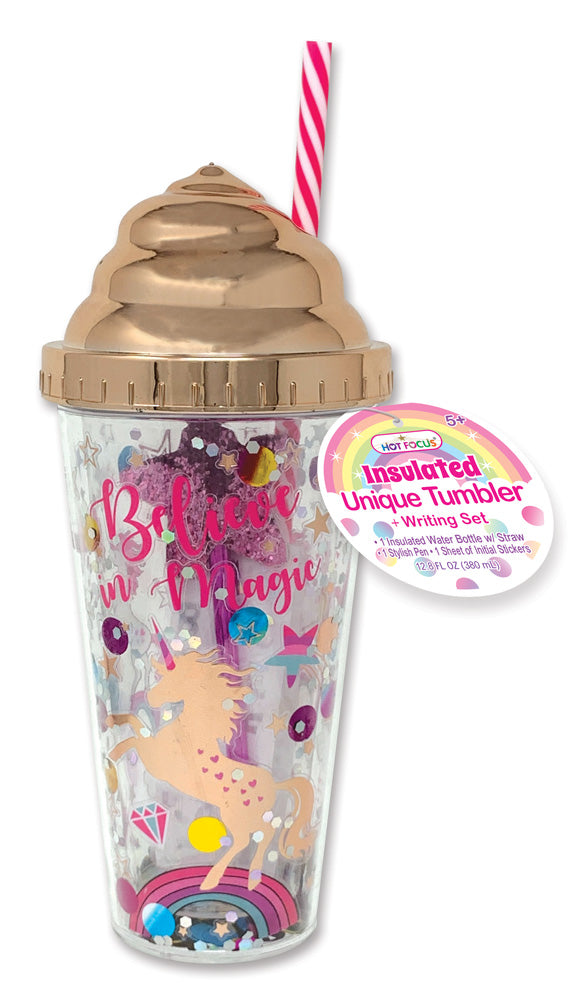 Unicorn Tumbler Set - Stay Hydrated with Style, Includes Straw, Pen, and Stickers