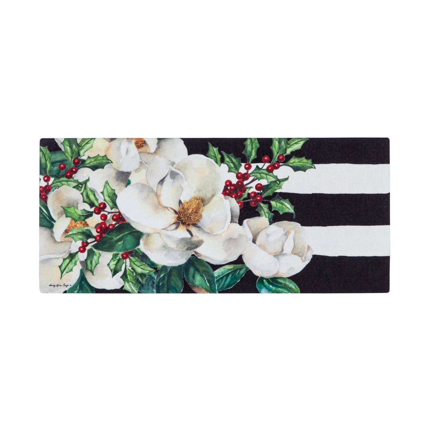 Sassafras Switch Mat Holiday Magnolias Festive Elegance for Your Entryway
