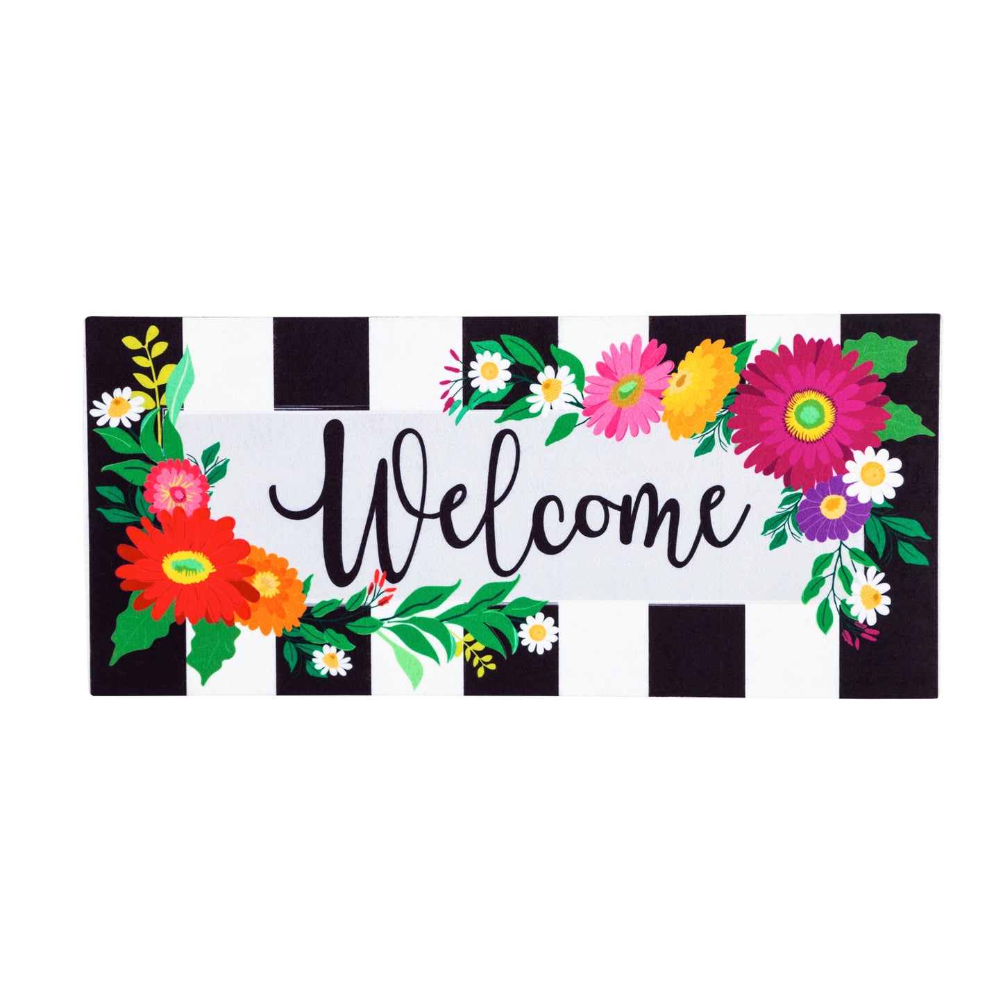 Charming Floral Stripe Welcome Sassafras Switch Mat Exclusive Fit for Sassafras Bases