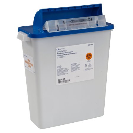 Pharmaceutical Waste Container PharmaSafety„¢ White Base 16-1/2 H X 13-3/4 W X 6 D Inch Horizontal Entry 3 Gallon