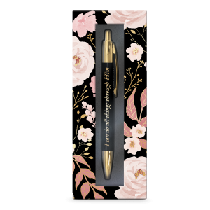 Faith And Inspiration Boxed Pens Elegant Black Ink Pens with Gold Foil Accents