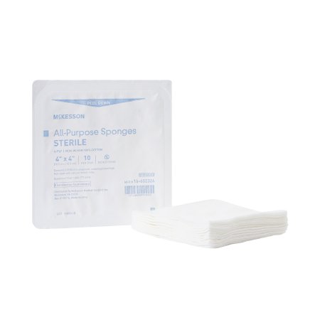 Nonwoven Sponge McKesson 4 X 4 Inch 10 per Tray Sterile 4-Ply Square