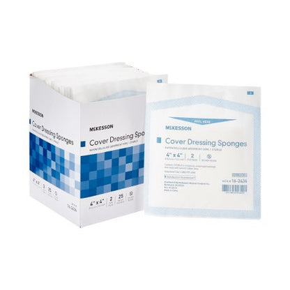 McKesson Cellulose Filled Nonwoven Sponges 4 x 4 Inch, Sterile – 2 per Pack