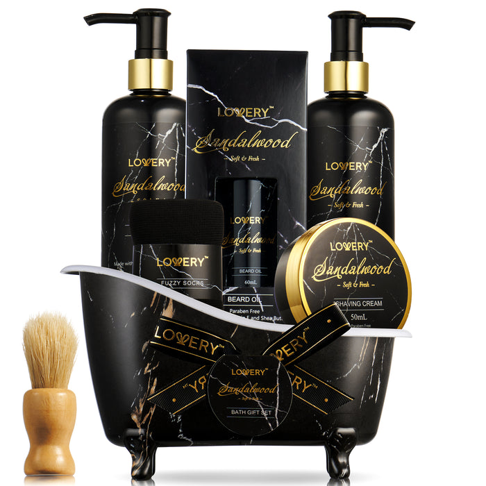 Luxe Sandalwood Self Care Grooming Kit  10Pc Beard Set for Ultimate Relaxation