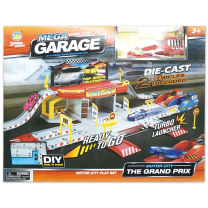 Mega Garage Racetrack Toy – 18-Piece Set for Kids Ages 3+