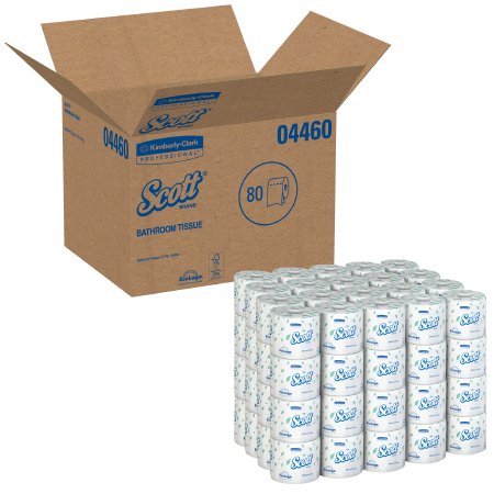 Scott Essential White Toilet Tissue 80 Rolls Box, 2-Ply Standard Size, 550 Sheets per Roll