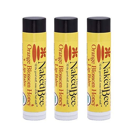 Pure Bliss Trio: Orange Blossom Organic Lip Balm 3-Pack - Infused with Organic Olive Oil, Beeswax, Soybean Oil, and Honey