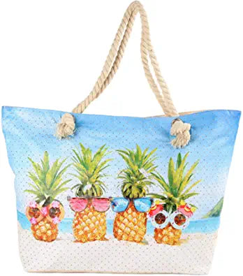 Pineapple Fun Rhinestones Ladies Tote Bag