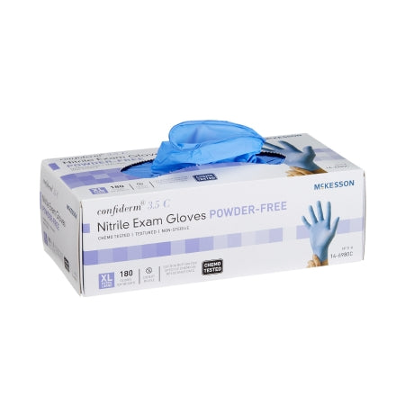 Exam Glove McKesson Confiderm 3.5C NonSterile Nitrile Standard Cuff Length Textured Fingertips Blue Chemo Tested