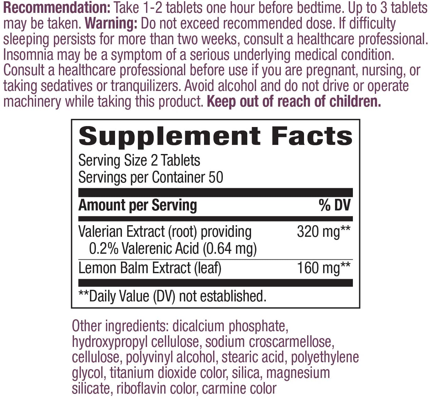 Nature's Way - Valerian Nighttime - 100 Tablets