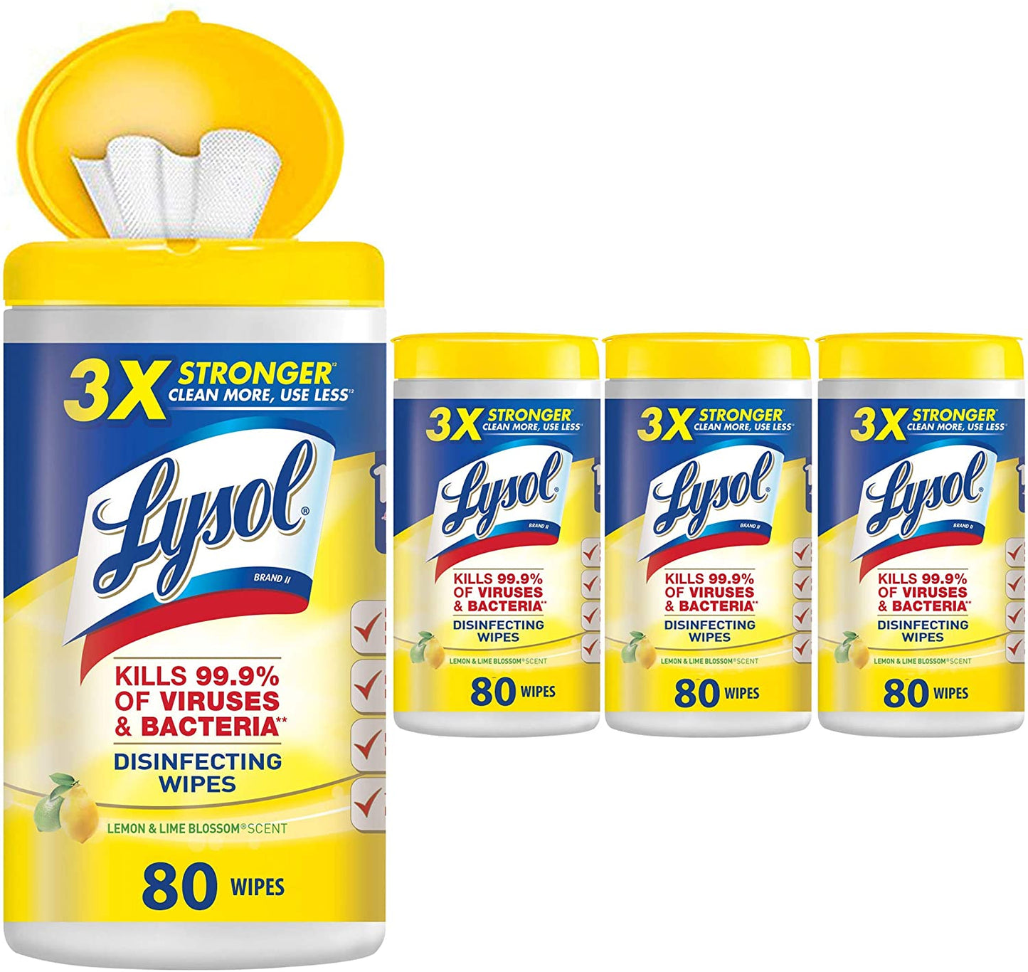 Lysol® Premoistened Wipe 80 Count Canister Disposable Lemon / Lime Blossom Scent NonSterile