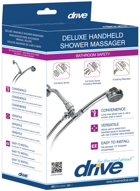 DELUXE HANDHELD SHOWER MASSAGER WITH 3-MASSAGING OPTIONS