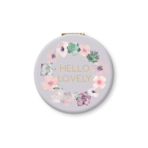 Lovely Garden Compact Mirror Stylish Faux Leather, Dual Mirrors with Magnification