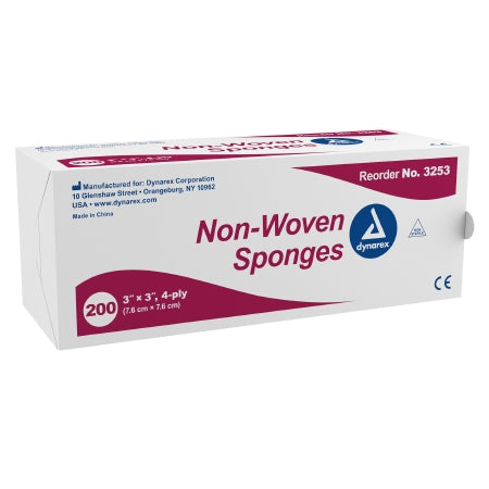 Nonwoven Sponge 3 X 3 Inch 200 per Pack NonSterile 4-Ply Square