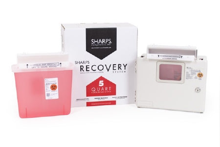 Mailback Sharps Container Intro Kit Sharps Recovery System Translucent Red Base 12-1/4 L X 4-3/4 W X 10-1/2 H Horizontal Entry 1.35 Gallon