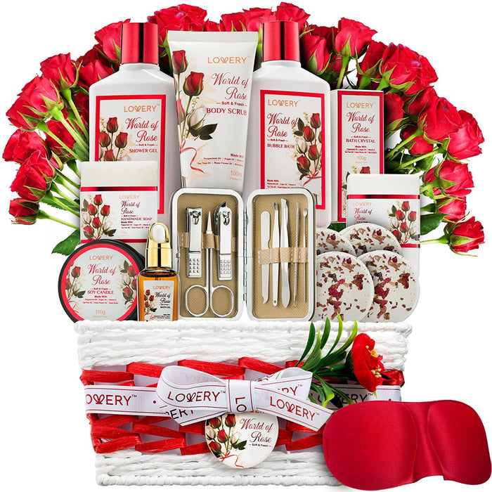 Red Rose Home Spa Basket - 35Pc Bath and Body Set