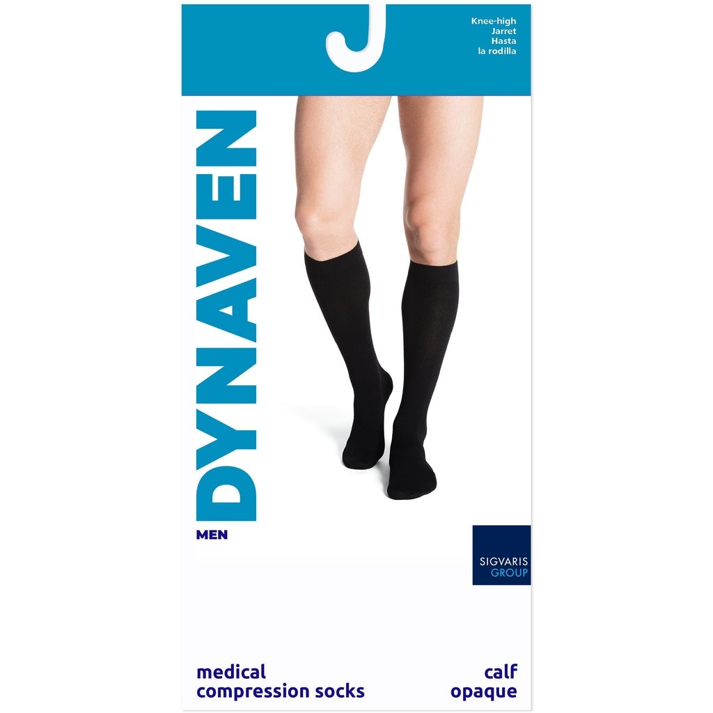 Dynaven Opaque Ribbed 20-30 mmHg Men's Knee High Compression Stockings