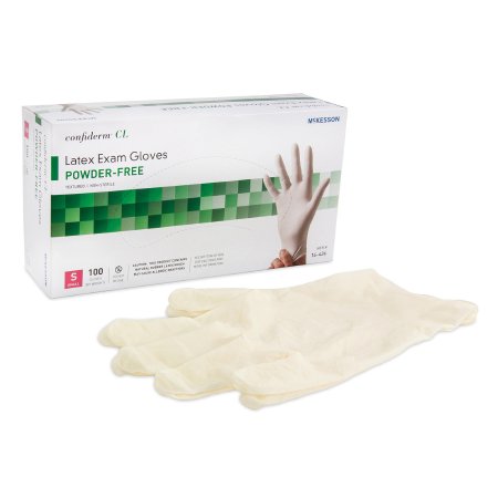 McKesson Confiderm® CL Latex Exam Gloves Small Size Powder-Free, Non-Sterile (Box of 100) Ambidextrous Comfort