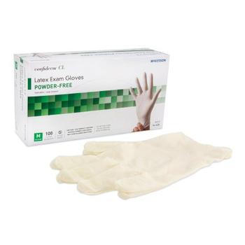 McKesson Confiderm Latex Exam Gloves - Medium Size (Box of 100) - Powder-Free, Standard Cuff Length, Textured Fingertips