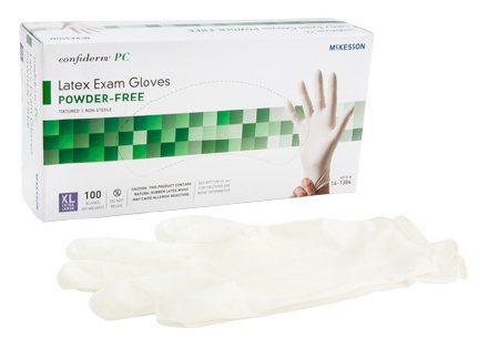 McKesson Confiderm Latex Exam Gloves - X-Large Size (Box of 100) - Powder-Free, Textured Ivory for Secure Grip
