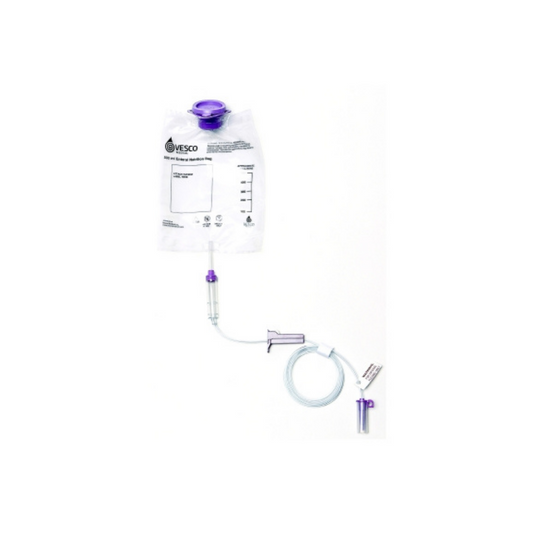 Gravity Feeding Bag Set with ENFIT Connector and Transitional Adapter 500 mL