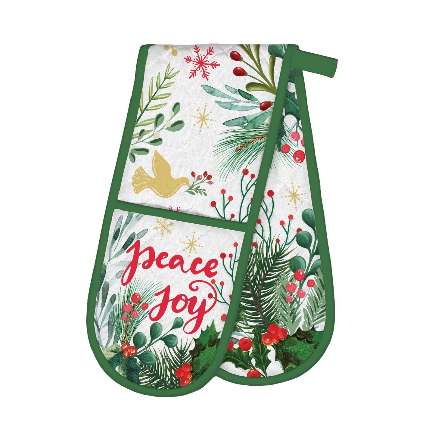 Joy to the World Double Oven Glove - Festive and Protective Holiday Kitchen Essential