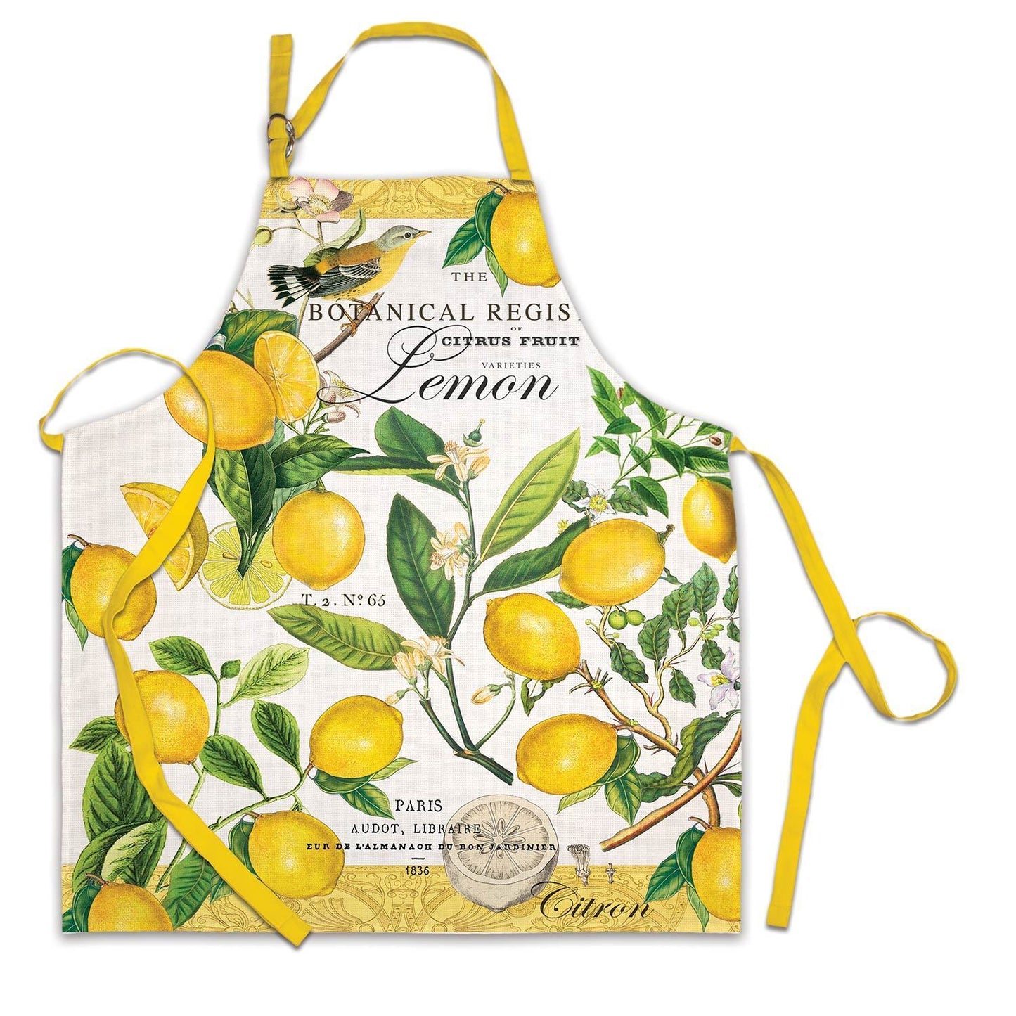 Michel Design Works Zesty Elegance Lemon Basil Cotton Kitchen Apron