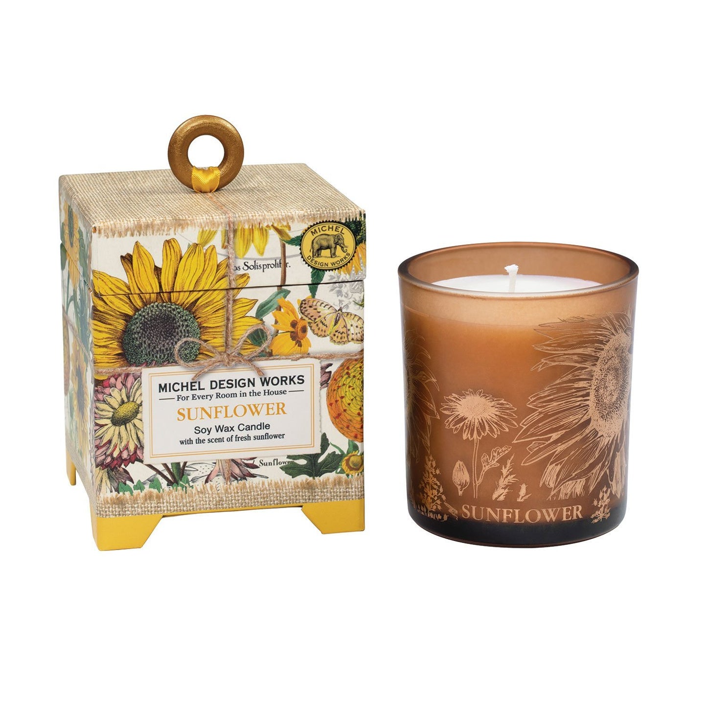 Sunflower 6.5 oz. Soy Wax Candle Autumnal Bliss with Fresh Sunflower Fragrance