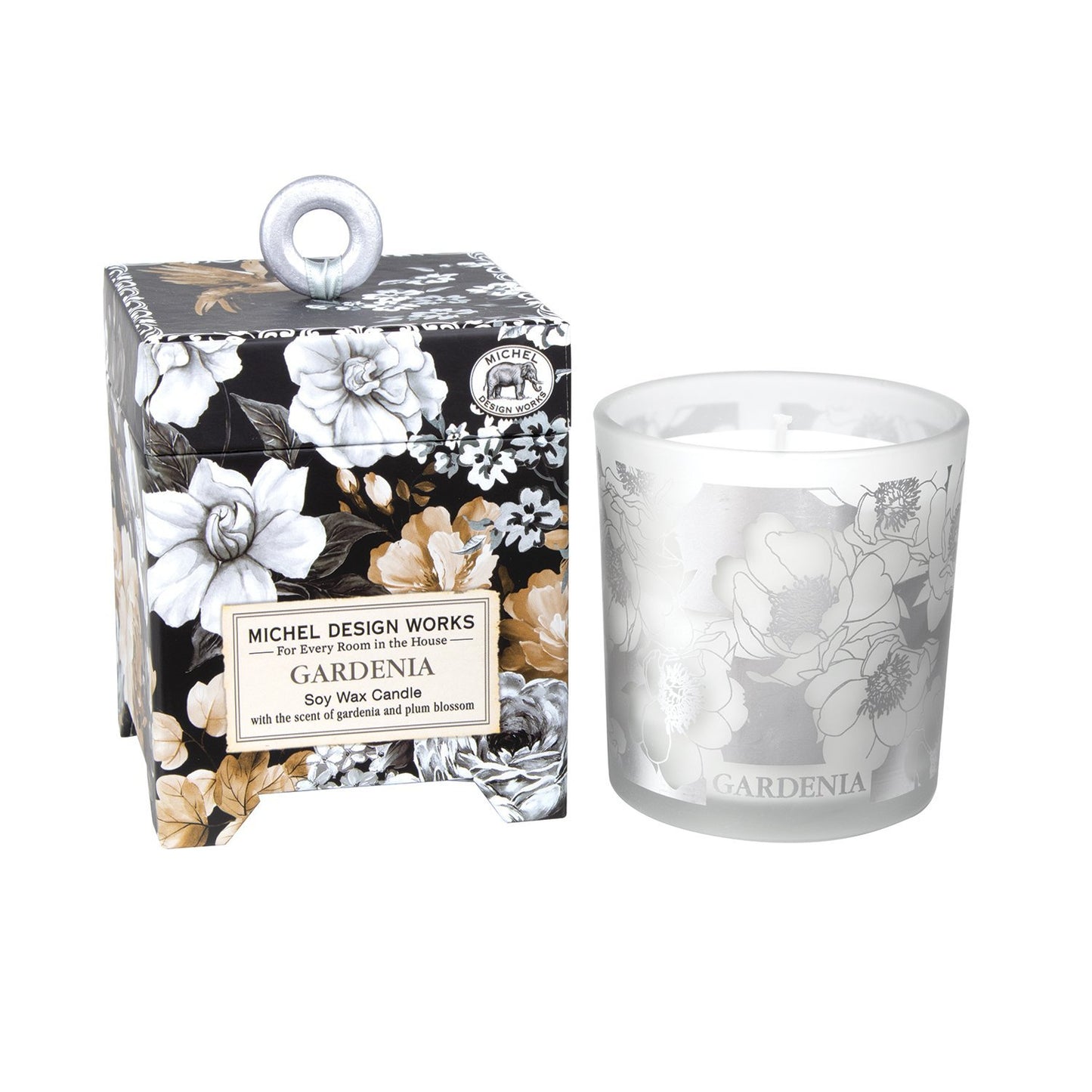 Gardenia 6.5 oz. Soy Wax Candle Floral Elegance with Gardenia and Plum Blossom
