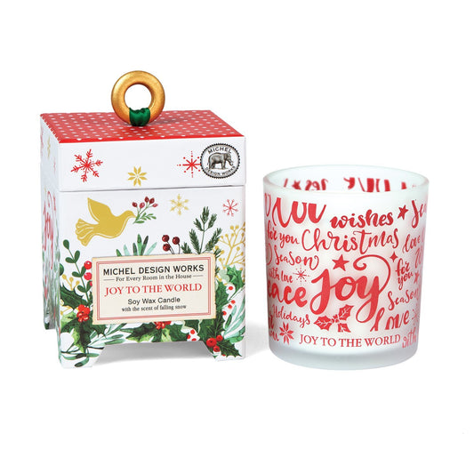 Joy to the World 6.5 oz. Soy Wax Candle Crisp Winter Air with Mistletoe and Holly