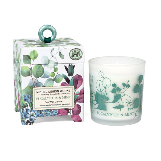 Michel Design Works Eucalyptus & Mint 6.5 oz. Soy Wax Candle - Handmade, All-Natural Aromatherapy
