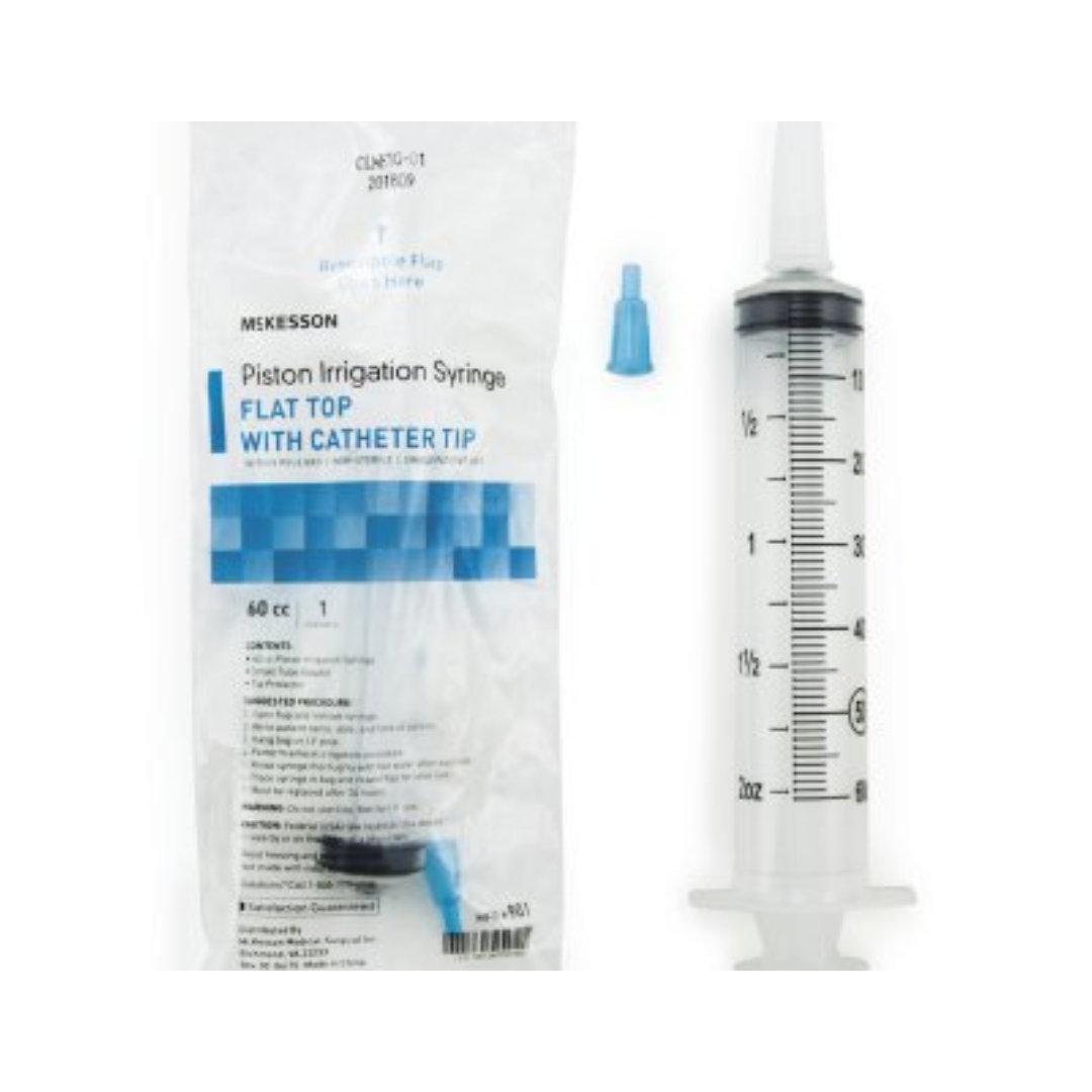 CASE OF 30 Irrigation Syringe McKesson 60 ML Pole Bag Catheter Tip Without Safety