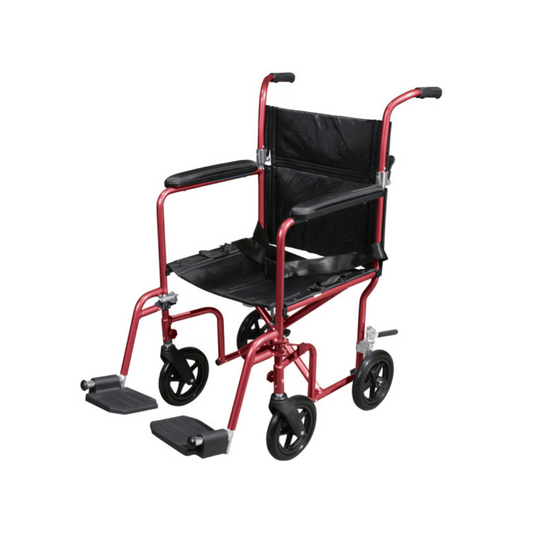 DELUXE FLY-WEIGHT ALUMINUM TRANSPORT CHAIR With Removable Casters