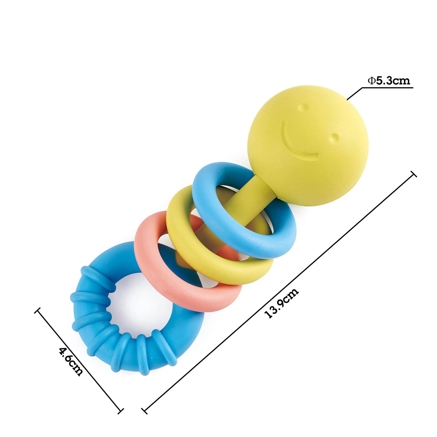 Hape Ratling Rings Teether Safe Rice-Based Infant Toy with Rattling Rings for Sensory Stimulation and Teething Relief
