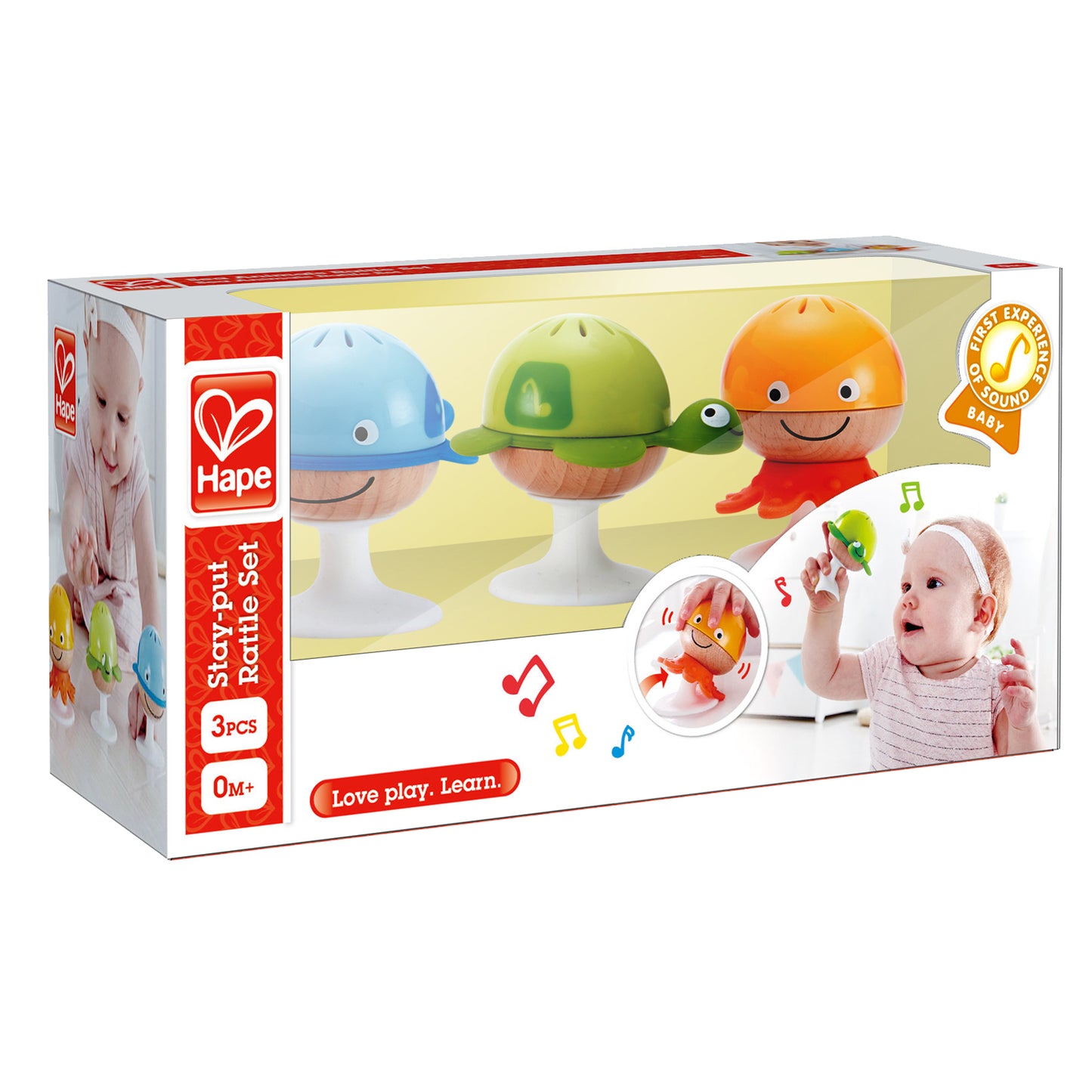 Hape Stay-put Rattle SetEngaging Sea Animal Suction Rattles for Early Development